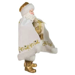 Kurt Adler 10.5-Inch Fabriche White And Gold Santa