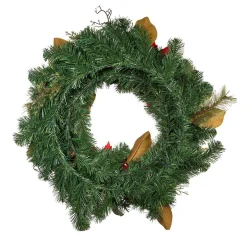 Kurt Adler 30-Inch Unlit Red & Gold Poinsettia Wreath