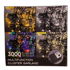 Kurt Adler 3000-Light 98-Foot Cluster Garland With Warm White Led Lights