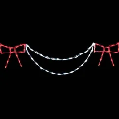 Led Bow With Garland End Piece (Red/White) #Ban54W