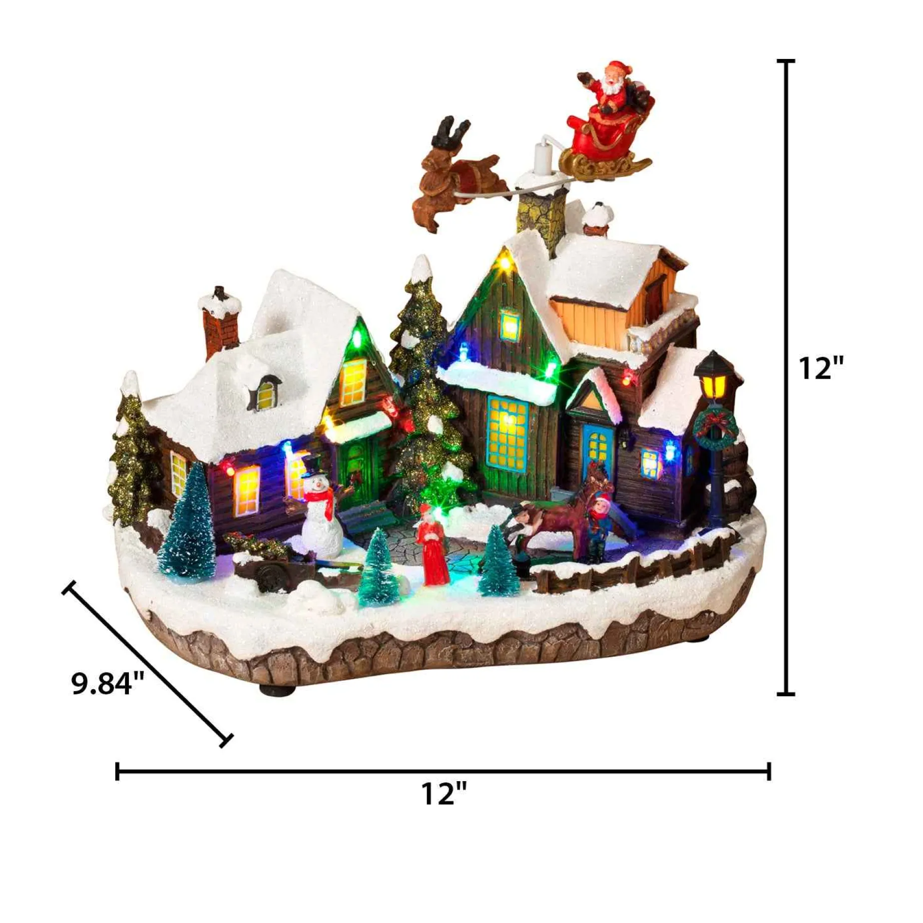 Led Christmas Holiday Village With Moving Figurines