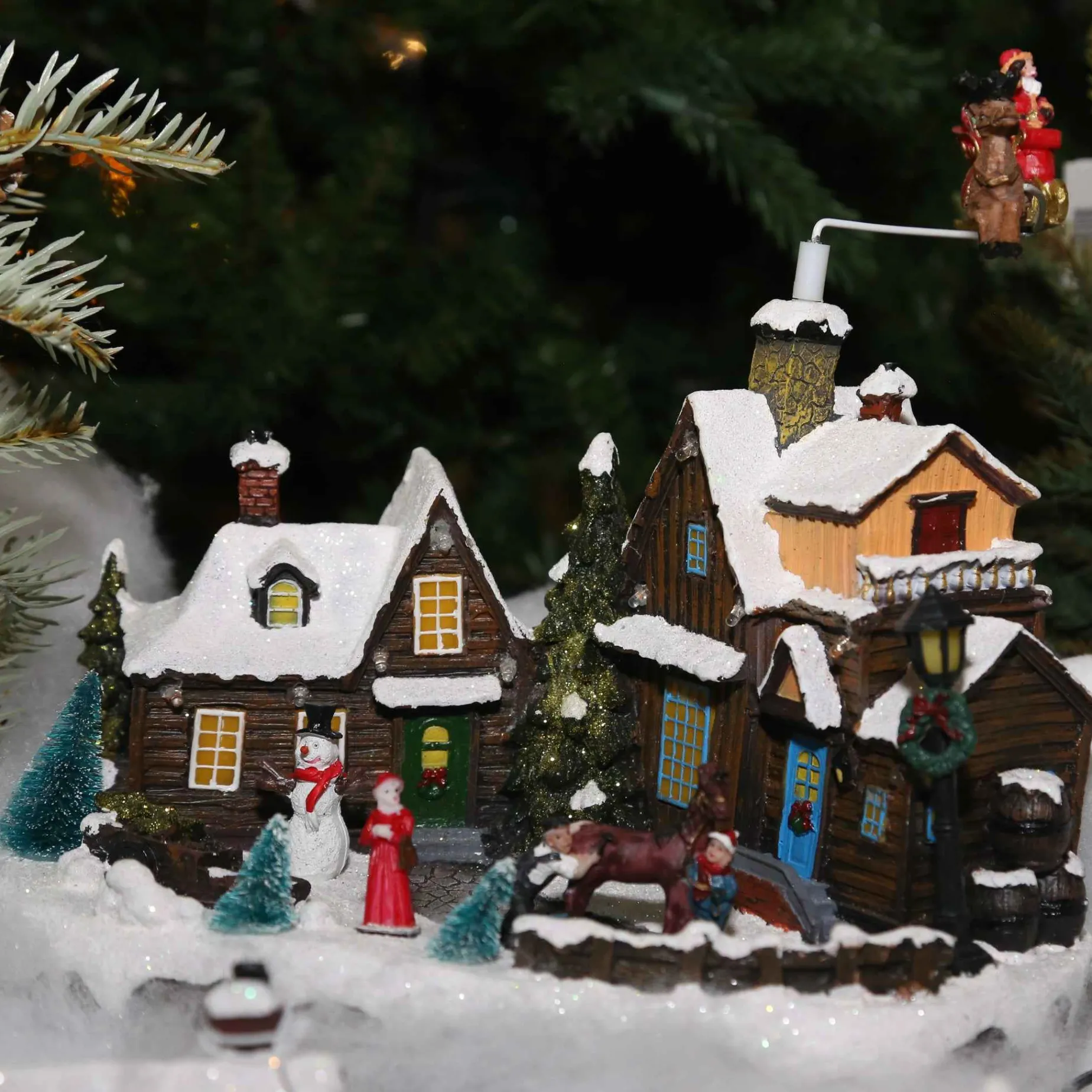 Led Christmas Holiday Village With Moving Figurines