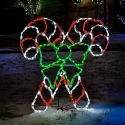 Led Double Candy Canes With Bow #Led-Ccb260 *Set Of 2*