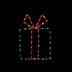 Led Gift Box- Green Box With Red Bow #Led-Gb22Gb/Rb *Set Of 2*