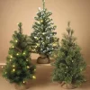 Led-Lighted Pine Trees With Burlap Base (Set Of 3)