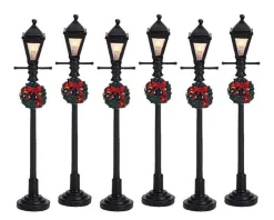 Lemax Village Collection Gas Lantern Street Lamp, Set Of 6, B/O #64499