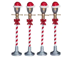 Lemax Village Collection Santa Hat Street Lamp, Set Of 4 #64472