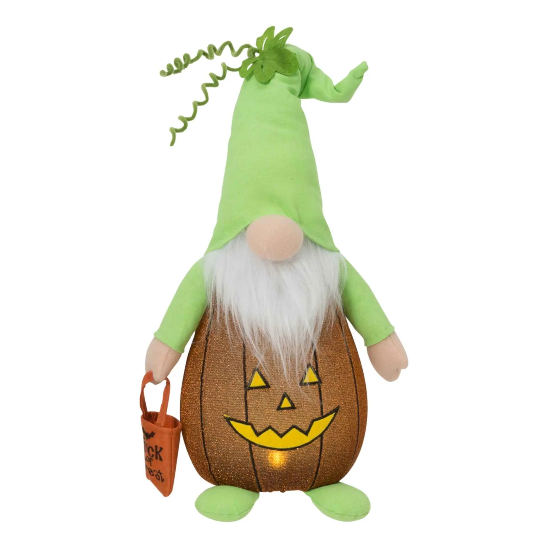 Lighted Gnome In Pumpkin Costume, Cute Halloween Decor