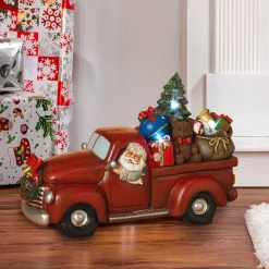 Lighted Holiday Truck With Santa And Christmas Gifts