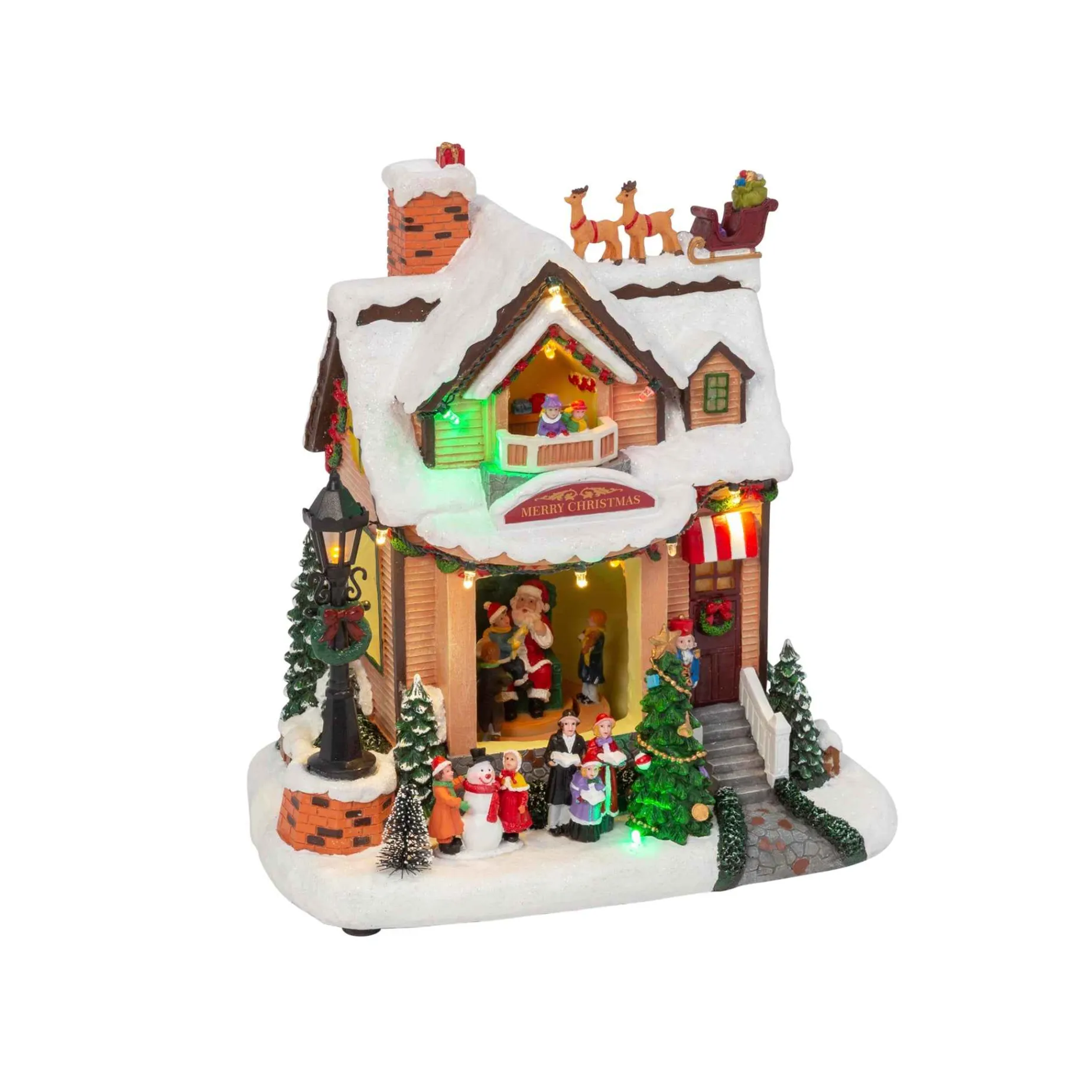 Lighted Musical Christmas Holiday House With Moving Scene