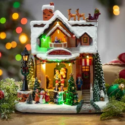 Lighted Musical Christmas Holiday House With Moving Scene