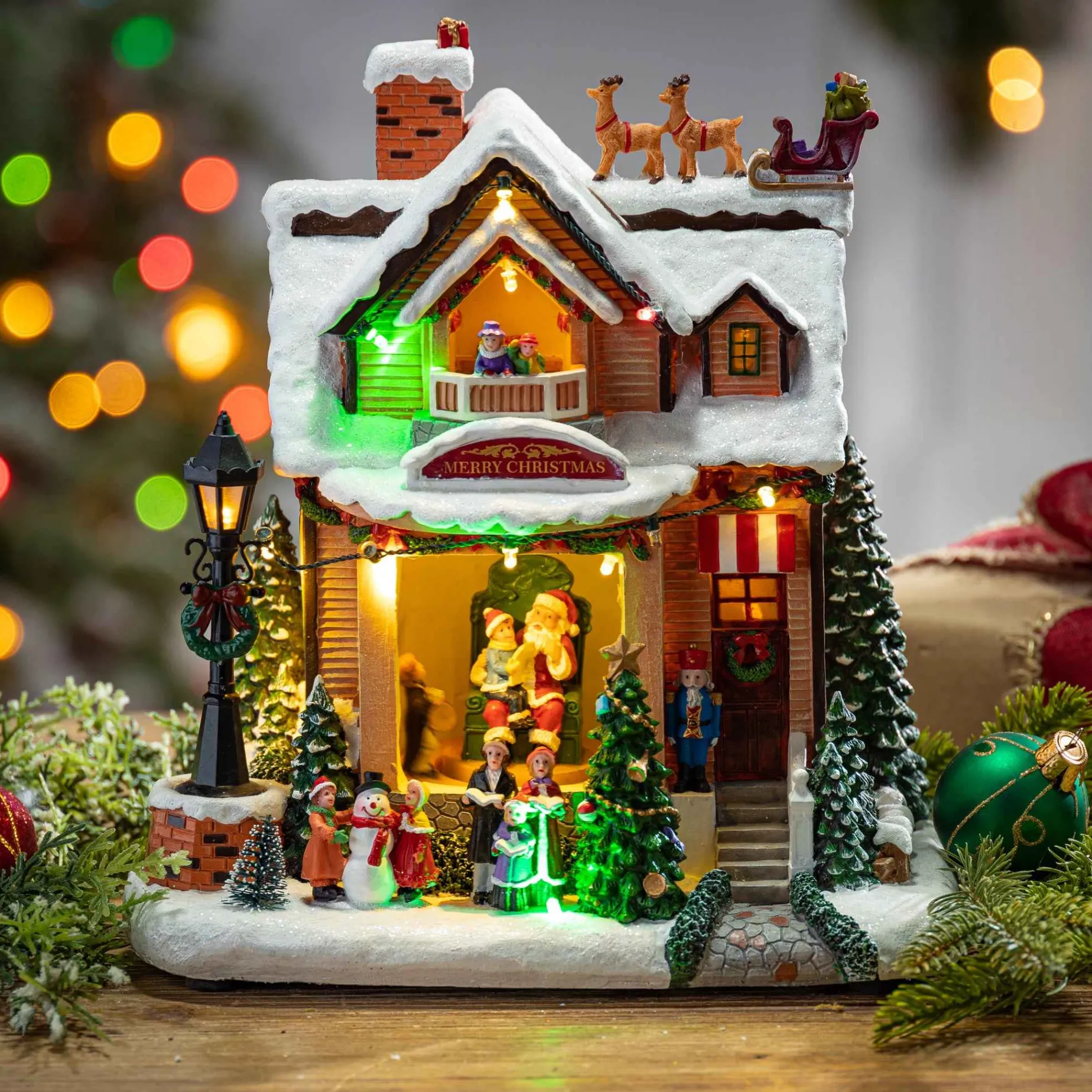Lighted Musical Christmas Holiday House With Moving Scene