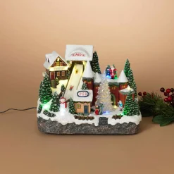 Musical Christmas Holiday Lighted Ski Village With Moving Figures