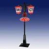 Red And Black Snowing Outdoor Double Street Lamp With Santa And Snowman