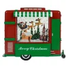 Red And Green Christmas Trailer With Led Warm White Light Up Santa Sleigh Scene Spinning Glitter Waterglobe