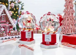 Retro Christmas Holiday Water Globes, Lighted With Timer