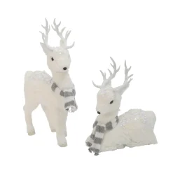 Set Of 2 Assorted Deer Figurines With Scarves