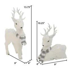 Set Of 2 Assorted Deer Figurines With Scarves