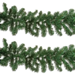 Set Of 2 Christmas Holiday Balsam Pine Garland, 9 Foot Long