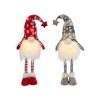 Set Of 2 Christmas Lighted Gnome Figurines, Silver And Red