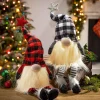 Set Of 2 Christmas Lighted Gnome Figurines, Black And Red