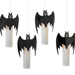 Set Of 4 Floating Halloween Bat Candles With Remote, Timer
