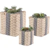 Set Of 3 Holiday Christmas Present Decor, Neutral Farmhouse