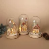 Set Of 3 Holiday Scene Lighted Glass Domes