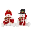 Set Of 2 Holiday Snowman Figurine Decor, Red And Green