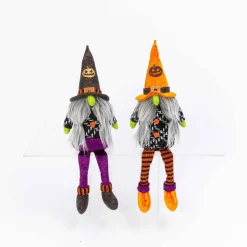 Set Of 2, 16-In Plush Halloween Gnome Shelf Sitter