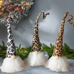 Set Of 3 Leopard Print Gnomes