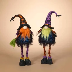 Set Of 2 Lighted Plush Standing Spooky Halloween Gnomes