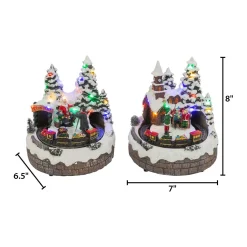 Set Of 2 Musical Lighted Christmas Village With Moving Scenes