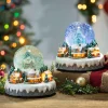 Set Of 2 Musical Light Snow Globe With Christmas Village Scene