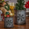 Set Of 2 Nesting Metal Galvanized Snowflake Luminaries, Lg Is 19.8-In H (Including Handle)