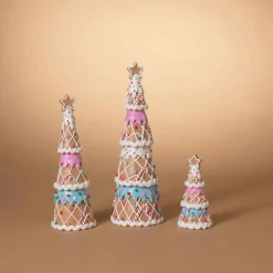 Set Of 3 Pastel Gingerbread Trees