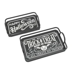 Set Of 2 Spooky Happy Halloween Trays, Trick Or Treat Decor