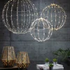 Set Of 3 Whimsical Lighted Metal Spheres, Warm White Leds