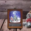 Snowing Antique Tv With Christmas Tree