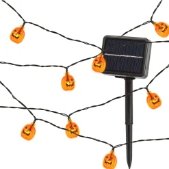 Solar Powered Jack O Lantern Pumpkin Light String, 5 Ft