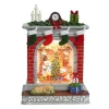 Stockings On Fireplace With Led Light Up Snowman Family Scene Spinning Glitter Waterglobe