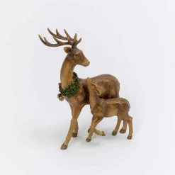 Traditional Christmas Reindeer Decor With Baby Tabletop Accent
