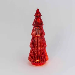 Traditional Vintage Lighted Handblown Red Mercury Glass Tree