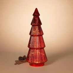 Traditional Vintage Lighted Handblown Red Mercury Glass Tree